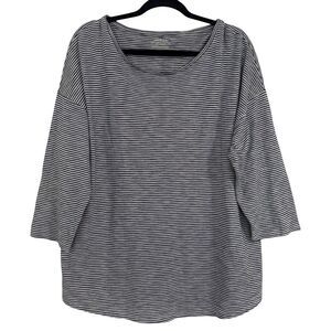 Chicos 3 Sz XL The Ultimate Tee Long Sleeve Striped Ombre Cotton Blend Tunic Top